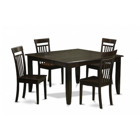 East West Furniture 5 Piece Dining Room Set-Dinette Table With Leaf and 4 Dinette Chairs PFCA5-CAP-W